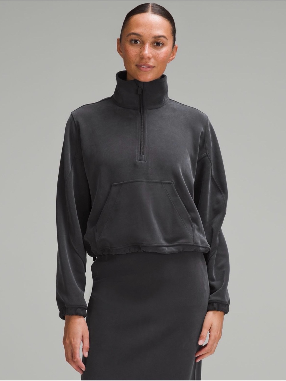 lululemon soft stream Charcoal Black Half-Zip Pullover and sweatpants
